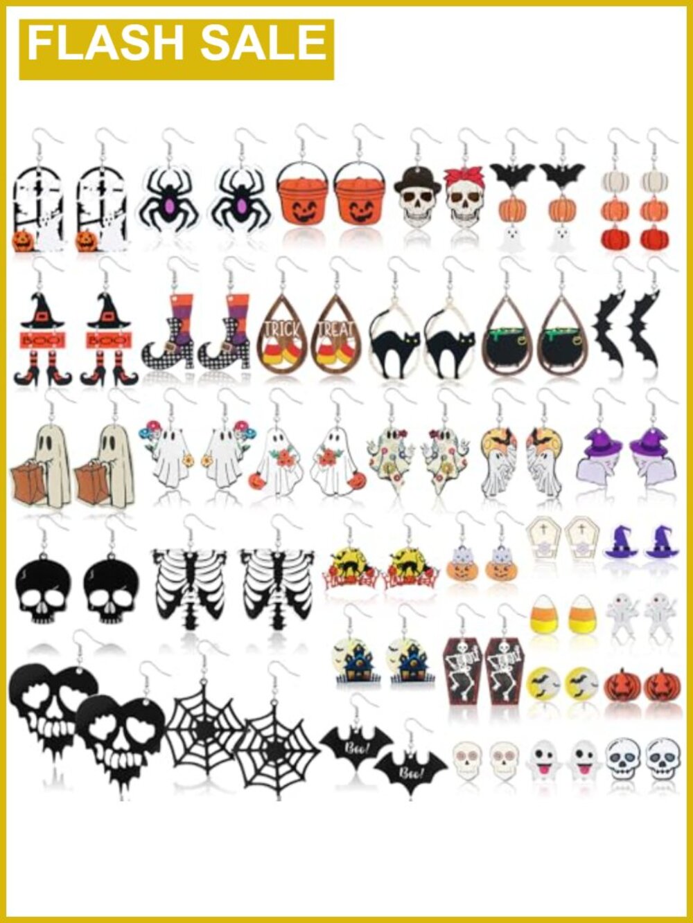 Halloween Dangle Acrylic Earrings 36 Pairs Lightweight Festive Set